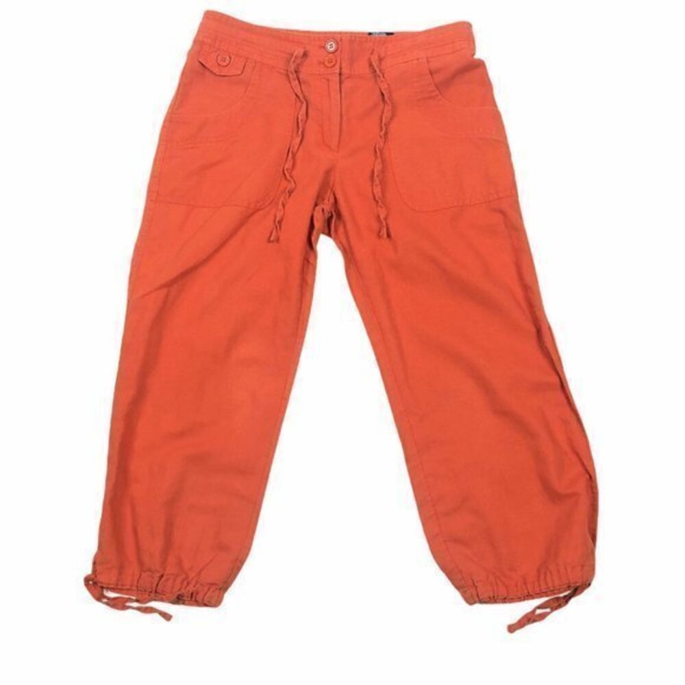 H&M Orange Cropped Drawstring Cargo Shorts
